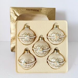 Vintage 1983 Rauch Victoria Collection Glass Ornaments –Set of 5 in Original Box